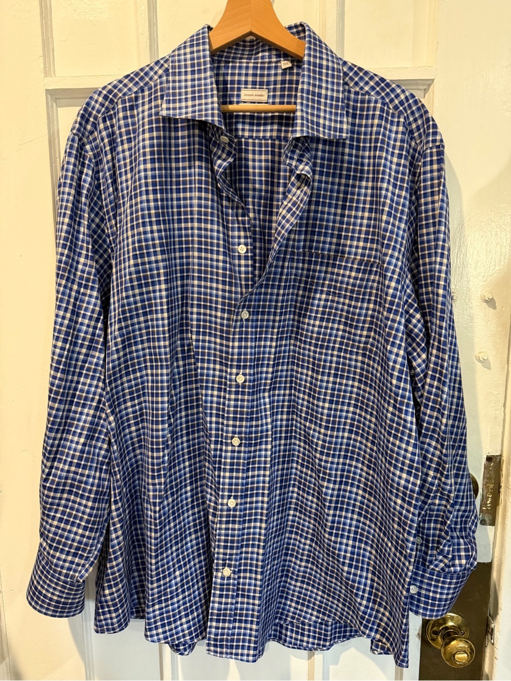Luciano Barbera Blue Plaid Casual Button-Down Shirt
